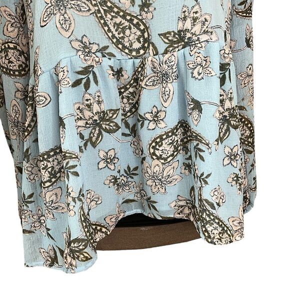 American Eagle Blue Floral Paisley Babydoll Top Size M Bow Tie Back - Picture 4 of 15